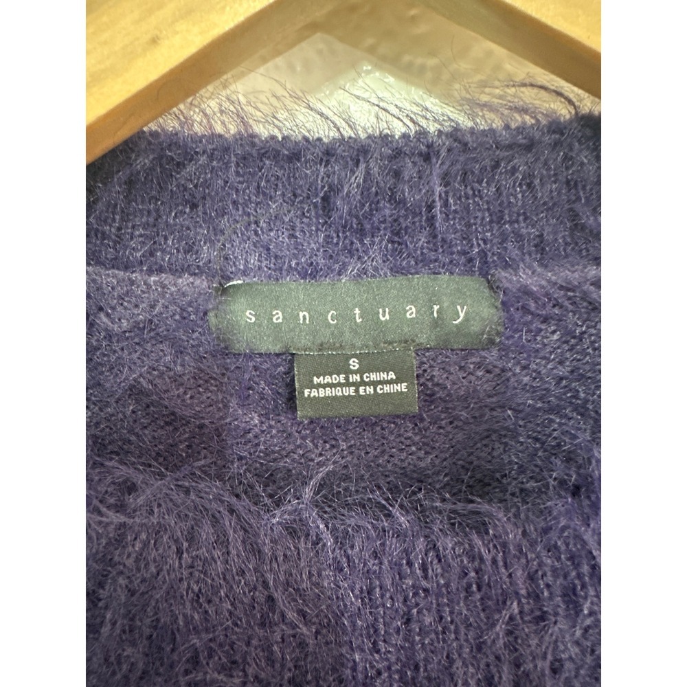 NWOT Sanctuary Womens Eyelash Knit Fuzzy Sweater Purple Crew Neck Size S - Picture 3 of 6